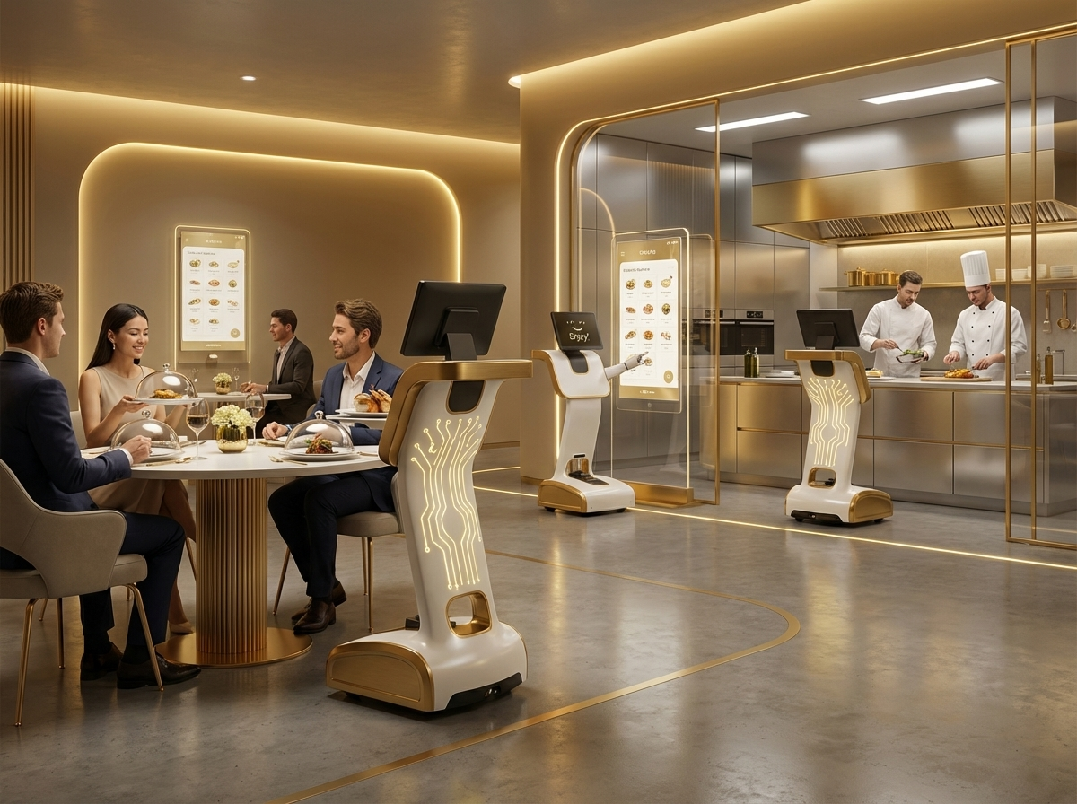 Khi kết hợp robot phục vụ với phần mềm P, nhà hàng có thể xây dựng mô hình vận hành thông minh và tối ưu hơn.