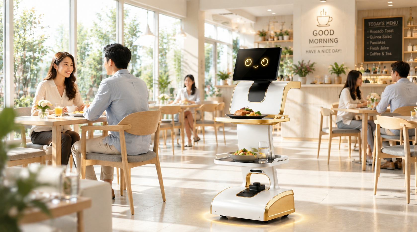 Robot phục vụ nhà hàng hỗ trợ các hoạt động vận hành trong nhà hàng.