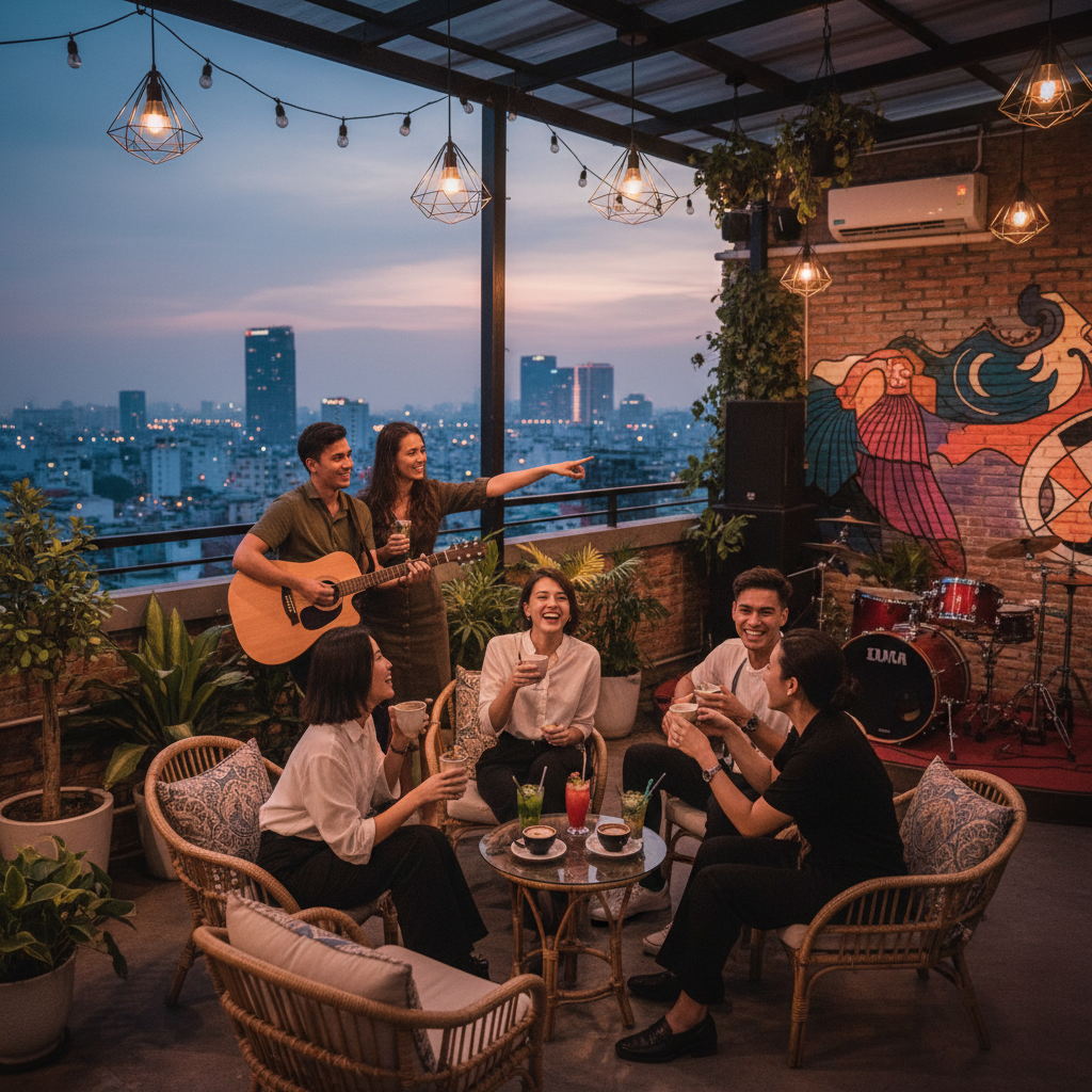 Top 10 Cafe Rooftop Hà Nội View Đẹp Cực Chill 2026