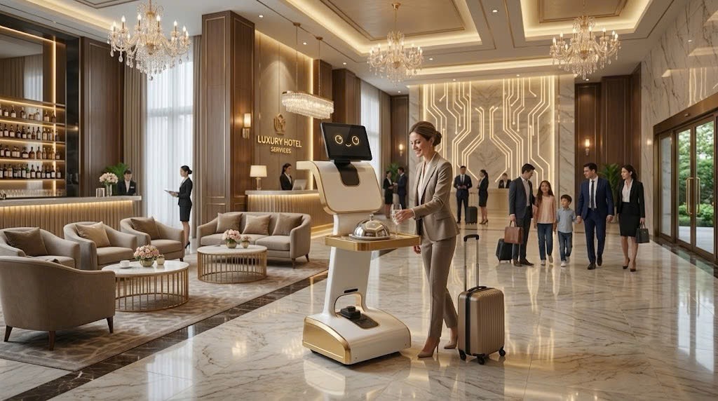 Robot AI trong nhà hàng khách sạn - Nguồn: Bytehome