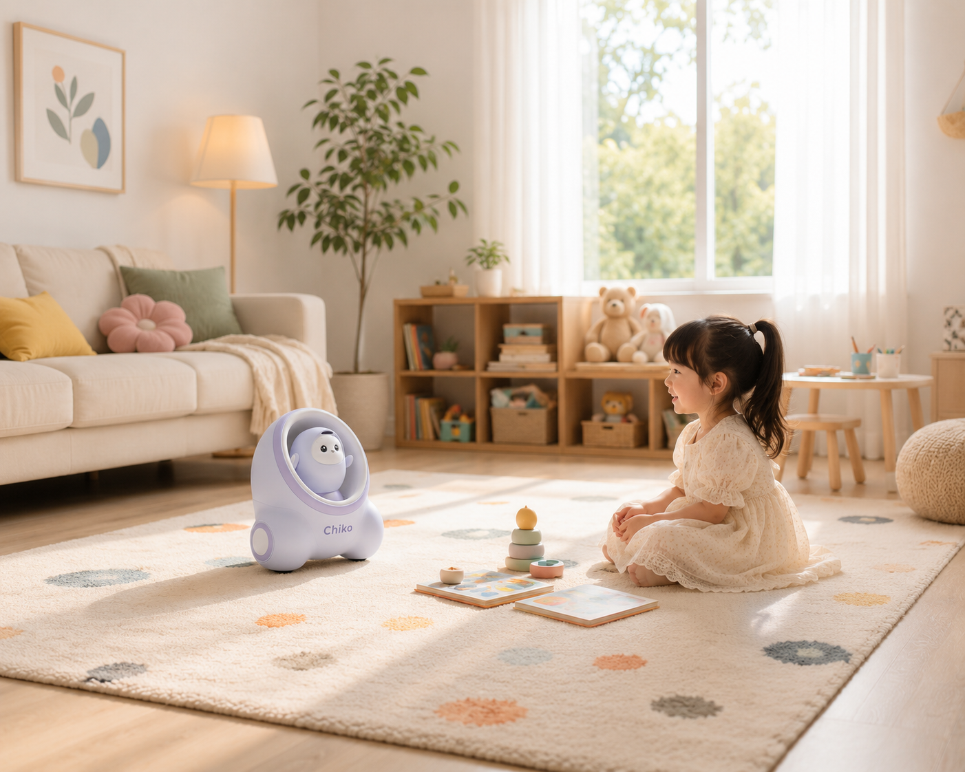 Robot AI có thể trò chuyện, đặt câu hỏi và phản hồi theo thời gian thực, tạo cơ hội để trẻ luyện nghe, luyện nói và mở rộng vốn từ mỗi ngày