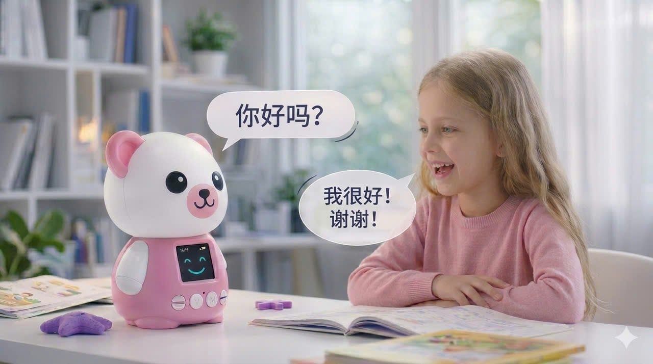 Một trong những ưu điểm của Robot Luma là đưa ngoại ngữ vào những cuộc hội thoại gần gũi với cuộc sống hằng ngày.