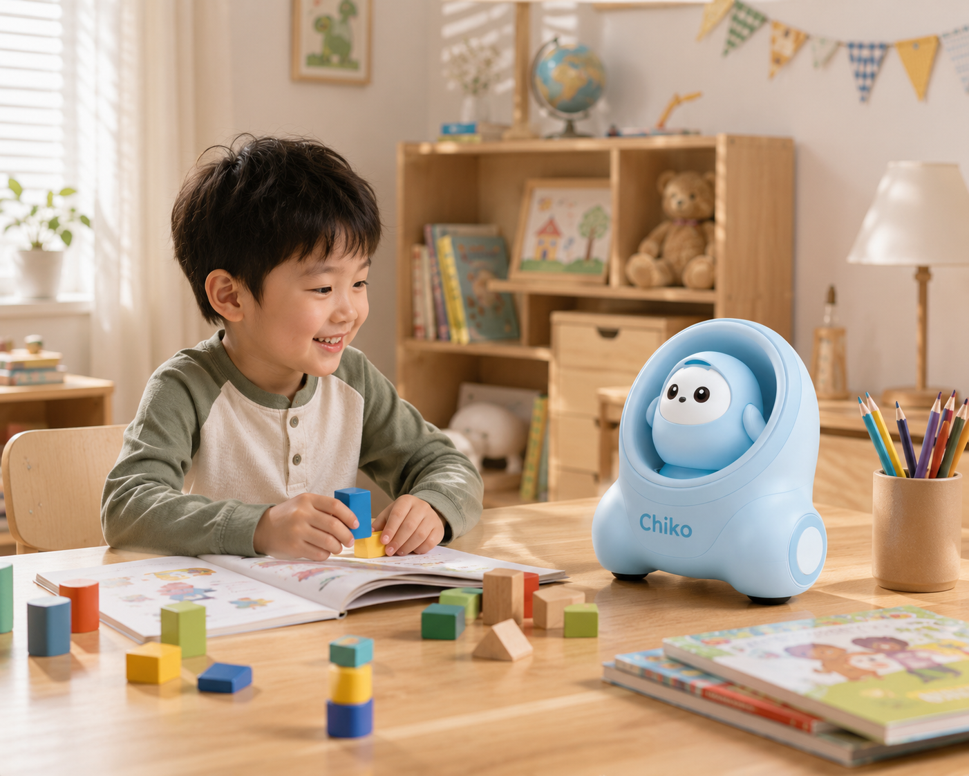 Với khả năng di chuyển và chủ động tương tác, Chiko tạo nên bầu không khí học tập sinh động hơn